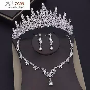 Роскошные великолепные хрустальные свадебные комплекты ювелирных изделий тиары корона серьги колье ожерелье для женщин свадебное платье невесты комплект ювелирных изделий золотой