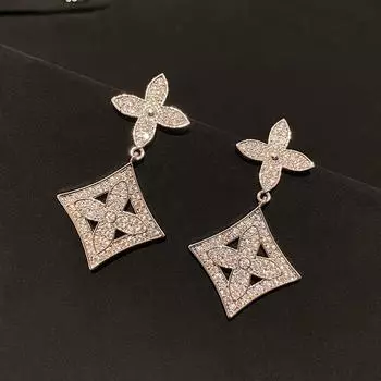Роскошные великолепные серьги-подвески AAA с цирконом и инкрустацией четырьмя листами клевера для женщин, серебряный цвет, длинный кулон, висячие модные ювелирные изделия