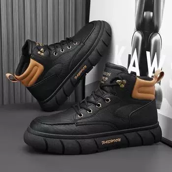 Роскошные винтажные кожаные короткие ботинки для мужчин, новые зимние высокие удобные рабочие ботинки для альпинизма и спорта, повседневные туфли для сноубординга 39 хаки