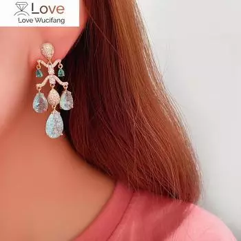 Роскошные винтажные женские серьги-подвески в форме капли из циркония в стиле ретро, элегантные женские готические девушки, подарок, эстетические аксессуары, классные вещи золотой