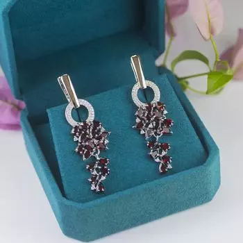 Роскошные висячие серьги с натуральным гранатом, настоящее серебро 925 пробы, драгоценный камень 8,1 карата, ювелирные изделия для женщин, подарок жене, элегантный, хит продаж L красный