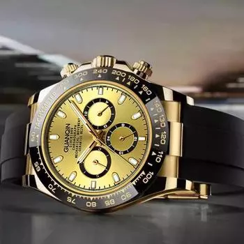 Роскошные водонепроницаемые часы 100 м, сапфировое стекло, светящиеся автоматические недельные часы, мужские резиновые механические стальные наручные часы