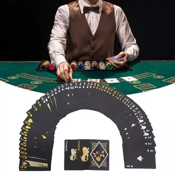 Роскошные водонепроницаемые пластиковые игральные карты, матовая колода карт с золотой фольгой, квадратный мерцающий покерный набор для вечеринок