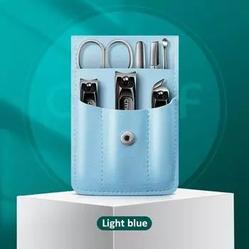 Роскошные высококачественные портативные маникюрные наборы, наборы для педикюра из нержавеющей стали с цветным кожаным чехлом, инструменты для личной гигиены чёрный