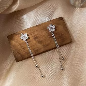 Роскошные высококачественные серьги-пусеты с цветочным дизайном для женщин, задающих тренды серебряный