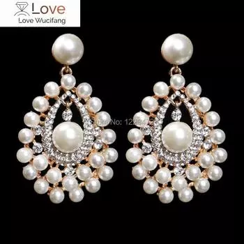 Роскошные высококачественные серьги с искусственным жемчугом и кристаллами, длинные серьги-капли для женщин, свадебные украшения, аксессуары