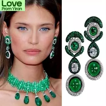Роскошные зеленые африканские серьги-капли для женщин, свадебная вечеринка, индийские свадебные украшения в Дубае, подарок