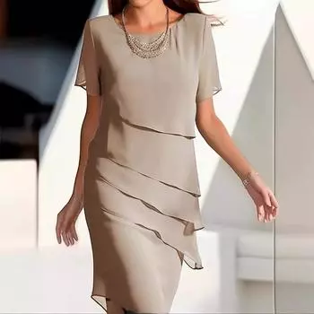 Роскошные женские элегантные платья, женские летние платья, лоскутное шифоновое платье с круглым вырезом, короткие, Vestidos De Fiesta Elegantes XXL синий