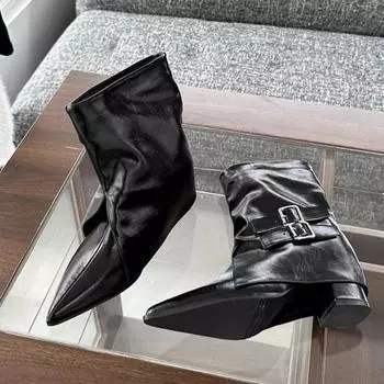 Роскошные женские ботильоны с острым носком на каблуках, осенний тренд, дизайнерская обувь для вечеринок, бренд Chelsea Goth Botas Zapatillas De Mujer 35