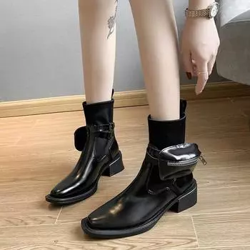 Роскошные женские ботинки челси на платформе, женские ботинки на толстой подошве, зимняя обувь, короткие ботинки на толстом каблуке, брендовые дизайнерские ботинки из искусственной кожи 35