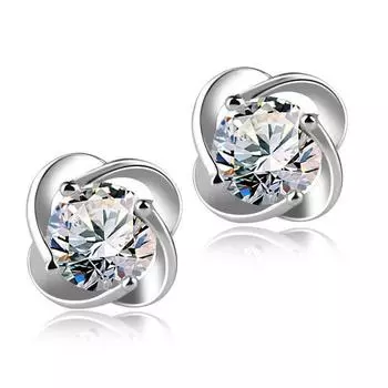 Роскошные женские цветочные маленькие серьги-гвоздики из настоящего стерлингового серебра 925 пробы, модные свадебные серьги с кристаллами и камнями для женщин