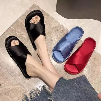 Роскошные женские домашние тапочки: Удобный, нескользящий, дезодорирующий плоский носик для использования весной, летом и осенью. L (40-41) розовый