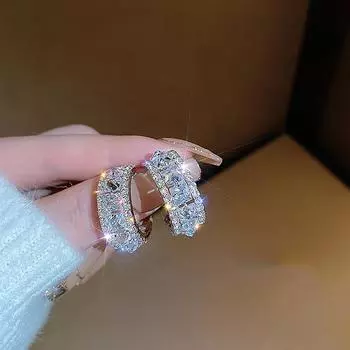 Роскошные женские кольца с нерегулярным цирконием, обручальные кольца для женщин, модные обручальные кольца с геометрическим цирконием серебряный