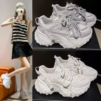 Роскошные женские кроссовки на шнуровке с толстой подошвой, удобная платформа, женские повседневные кроссовки для ходьбы, пара, вулканизированная обувь 39