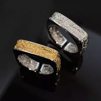 Роскошные женские маленькие кольца золотого и серебряного цвета, квадратные регулируемые обручальные кольца для женщин, модный набор открытых обручальных колец Resizable