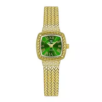 Роскошные женские наручные часы с ремешком из колоса пшеницы, простые квадратные, со стразами, водонепроницаемые, из нержавеющей стали, кварцевые, маленькие золотые часы Reloj
