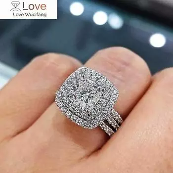 Роскошные женские обручальные комплекты, кольца с блестящими кристаллами CZ, великолепные обручальные кольца, высококачественные аксессуары для годовщины 10