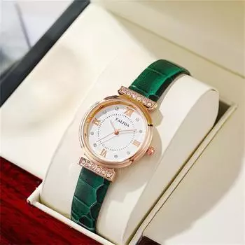 Роскошные женские повседневные часы Новые кварцевые наручные часы с цирконом в подарок красный