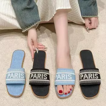 Роскошные женские сандалии, модные дизайнерские тапочки, пляжная обувь для отдыха, плоские тапочки с соответствующими буквами сандалии женские 35 чёрный