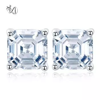 Роскошные женские серьги 7 * 7 в форме пагоды с бриллиантами и четырьмя когтями, ювелирные изделия для ушей 2Pcs серебряный