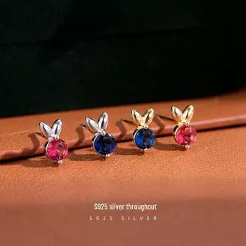 Роскошные женские серьги Banyan Tree из серебра 925 пробы с кроликом и цирконием - коллекция 2023 года. ES2405 красный