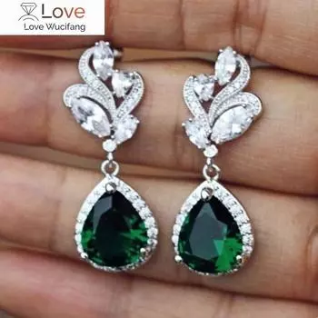 Роскошные женские серьги для вечеринок с ослепительным зеленым кристаллом CZ, элегантные женские нежные аксессуары, шикарный подарок на годовщину для мамы