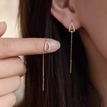 Роскошные женские серьги-иглы из серебра 925 пробы, гипоаллергенная высококачественная цепочка для осени/зимы 2023 года. A279 золотой