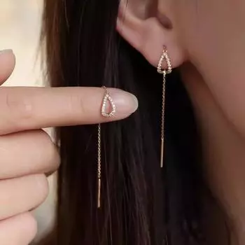 Роскошные женские серьги-иглы из серебра 925 пробы, гипоаллергенная высококачественная цепочка для осени/зимы 2023 года. золотой