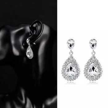 Роскошные женские серьги с каплями воды и стразами, подвесные украшения для ушей, очаровательный декор белый