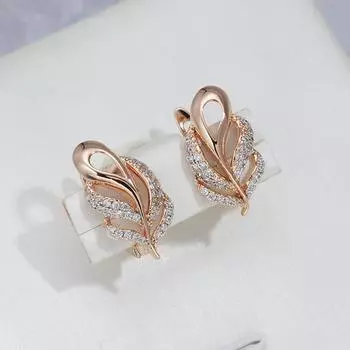 Роскошные женские серьги с полой текстурой из циркона и геометрическим узором, винтажные ювелирные изделия цвета розового золота