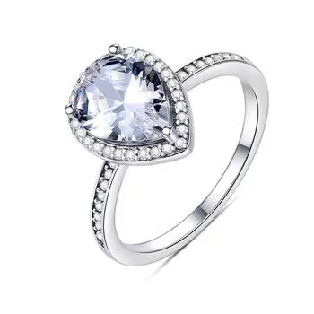 Роскошные женские серебряные цветные сверкающие кольца в виде капель с цирконом для женщин, свадебные украшения, подарок 7