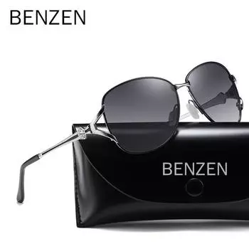 Роскошные женские солнцезащитные очки BENZEN, поляризационные солнцезащитные очки из сплава для женщин, УФ 400 B6689 чёрный