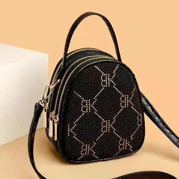 Роскошные женские сумки через плечо со стразами, новые черные женские сумки из искусственной кожи, маленькие женские сумки, модный дизайн, дорожный кошелек для телефона
