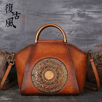 Роскошные женские сумки из натуральной кожи: Большая вместимость, высококачественные сумки-тоуты и пакеты для пельменей в китайском стиле