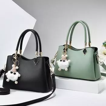 Роскошные женские сумки-мессенджеры, плюшевые подвески, женские кожаные сумки, женская сумка-шар для волос, женская сумка-шоппер, сумки через плечо