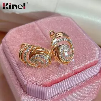 Роскошные женские свадебные серьги Kinel из розового золота розового золота