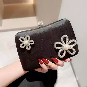 Роскошные женские свадебные вечерние сумки Элегантные женские цветочные сумки с бриллиантами Модные вечерние сумки через плечо Блестящие квадратные сумки