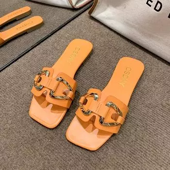 Роскошные женские тапочки с пряжкой, маленькие, в стиле благовоний, повседневные женские тапочки на плоской подошве, летняя одежда для женщин SandyBeach 39 бежевый
