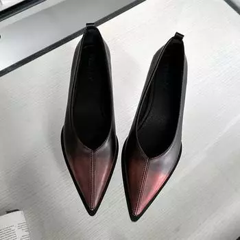 Роскошные женские туфли из искусственной кожи в стиле ретро 2024 года, модные туфли на квадратном каблуке с острым носком, удобные офисные туфли-мюли 35