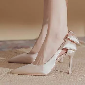 Роскошные женские туфли на высоком каблуке с бантом, брендовые пикантные дизайнерские туфли-лодочки на шпильке, новое модное платье, свадебные женские туфли с острым носком 39
