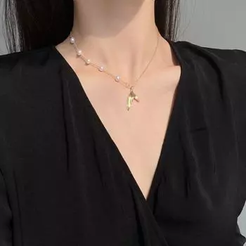 Роскошные женские ювелирные изделия, ожерелье из жемчуга «рыбий хвост», женское ожерелье с цепочкой на ключицу в корейском стиле золотой