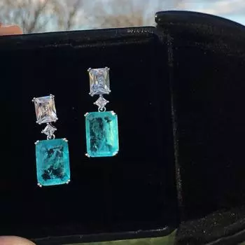 Роскошные женские вечерние серьги с яркой подвеской из синего фианита, модные женские вечерние аксессуары для годовщины, высококачественный подарок