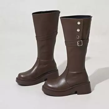 Роскошные женские высокие сапоги, осенние новые кожаные туфли на платформе в готическом стиле, модные высокие сапоги до колена, зимние зимние сапоги-ботинки Mujer 35