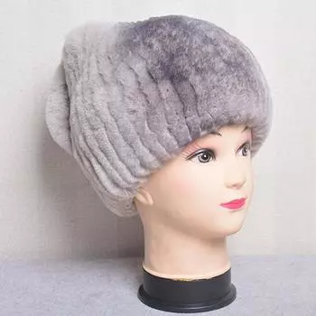 Роскошные женские зимние шапки из натурального меха, женские теплые мягкие вязаные полосатые шапки из натурального меха кролика рекс, уличные меховые шапки-бини