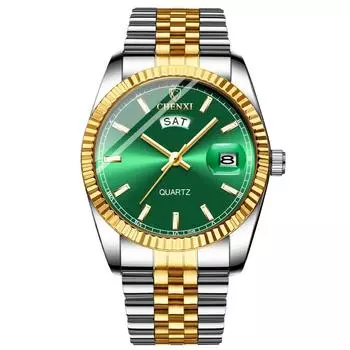 Роскошные золотые часы для мужчин, лучший бренд, ремешок из нержавеющей стали, деловые повседневные кварцевые часы для мужчин, водонепроницаемые подарочные наручные часы золотой