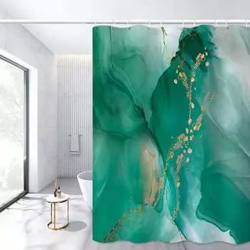Роскошные золотые мраморные занавески для душа, геометрические полоски, шторы для ванной комнаты, набор аксессуаров, занавеска для ванны с крючками, водонепроницаемая 150x180cm