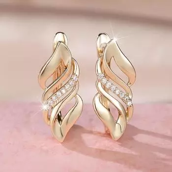 Роскошные золотые полые геометрические серьги-подвески для женщин винтажные блестящие циркониевые повседневные этнические украшения золотой