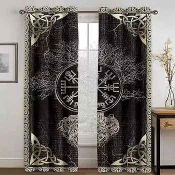 Роскошные золотые таинственные символы гадания шторы для гостиной дизайн спальни кухня украшения оконные шторы Cortina 3D 50Wx60H(CM)x1Piece&Hook