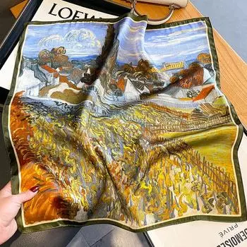 Роскошный 100 % натуральный шелковый шарф, женские шейные платки 2024, платок для волос, бандана, шаль, шарфы, квадратная повязка на голову