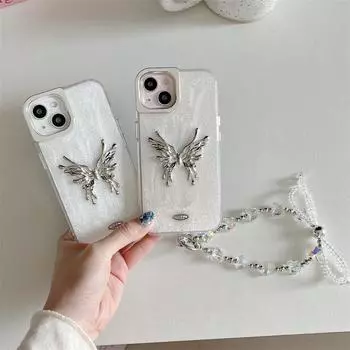 Роскошный 3D-бабочка на английском языке, клейкий чехол для телефона, браслет для iPhone 15 Pro Max 14 Plus 13 Pro 12 Pro 11, универсальный защитный чехол от падения iPhone 15 Pro Max